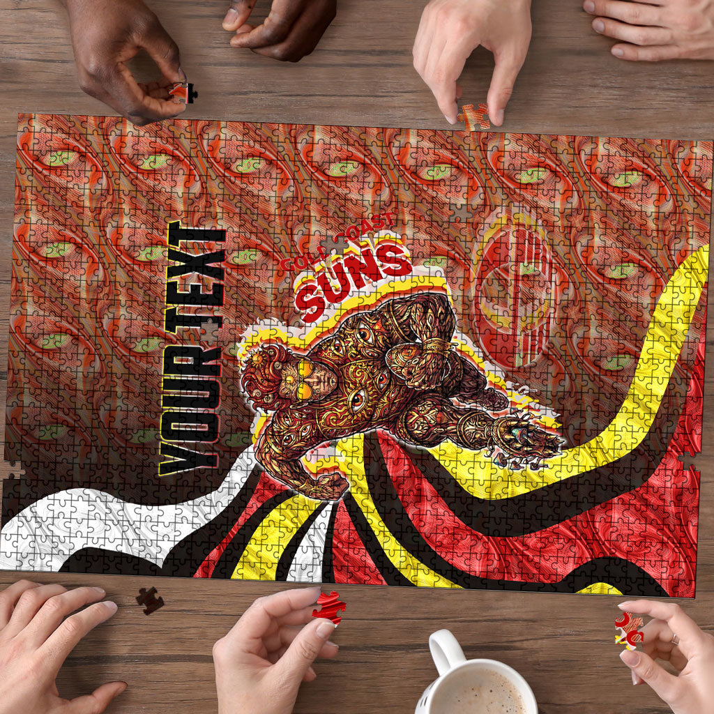 Personalised Gold Coast Suns Puzzle Trippy Psychedelic Abstract Art Mascot Football Fans