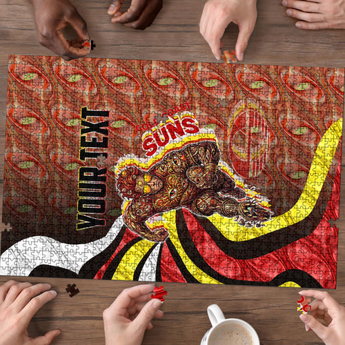 Personalised Gold Coast Suns Puzzle Trippy Psychedelic Abstract Art Mascot Football Fans