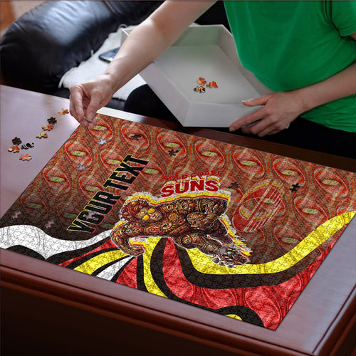 Personalised Gold Coast Suns Puzzle Trippy Psychedelic Abstract Art Mascot Football Fans
