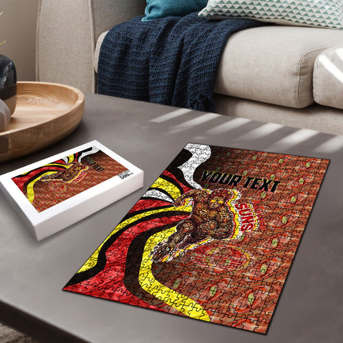 Personalised Gold Coast Suns Puzzle Trippy Psychedelic Abstract Art Mascot Football Fans