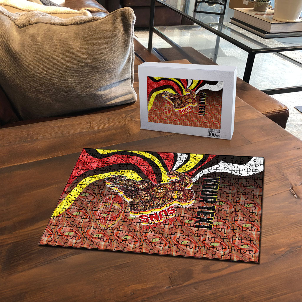 Personalised Gold Coast Suns Puzzle Trippy Psychedelic Abstract Art Mascot Football Fans