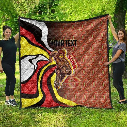 Personalised Gold Coast Suns Quilt Trippy Psychedelic Abstract Art Mascot Football Fans