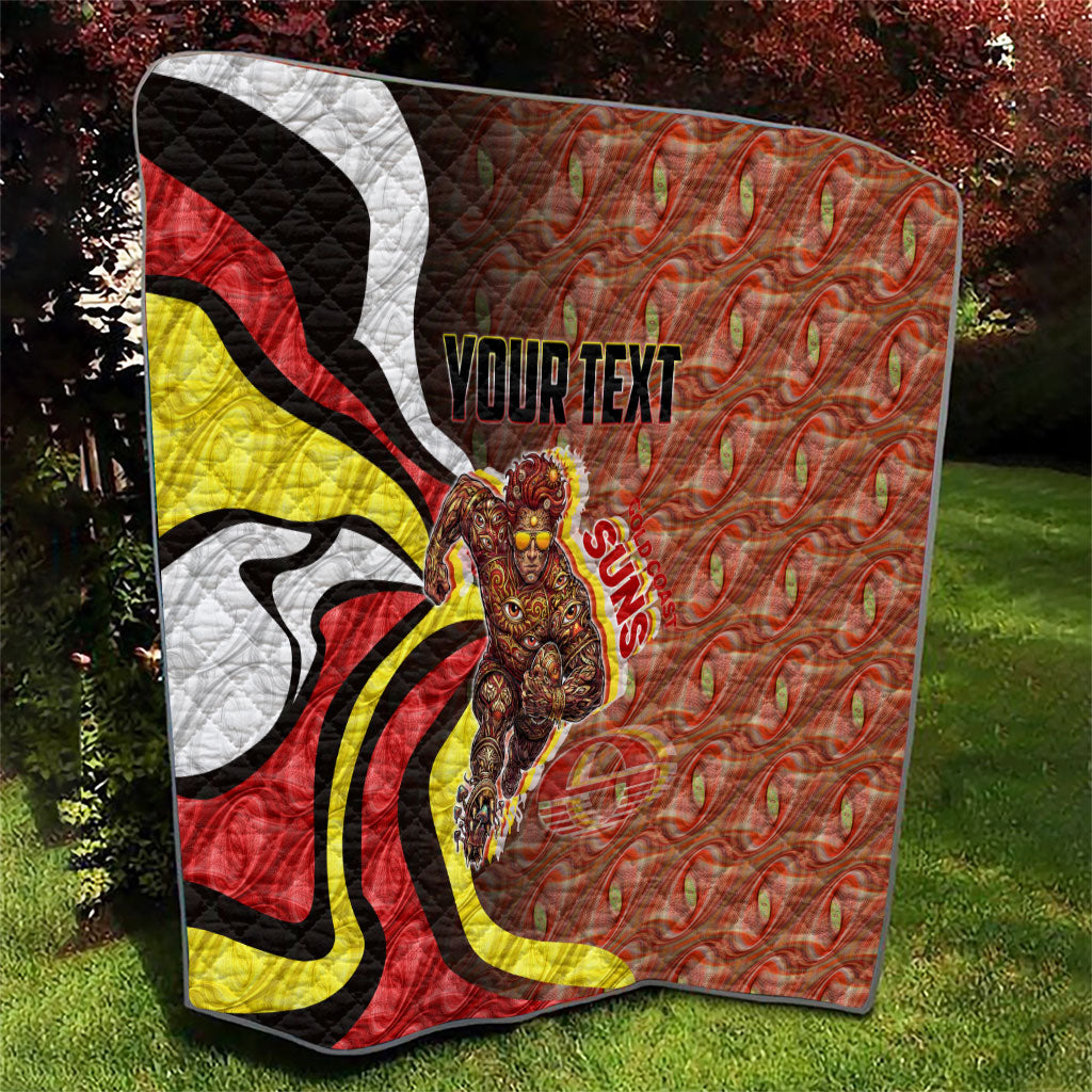 Personalised Gold Coast Suns Quilt Trippy Psychedelic Abstract Art Mascot Football Fans