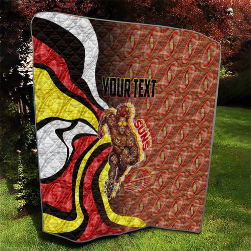 Personalised Gold Coast Suns Quilt Trippy Psychedelic Abstract Art Mascot Football Fans