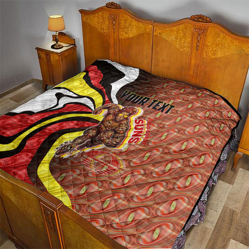 Personalised Gold Coast Suns Quilt Trippy Psychedelic Abstract Art Mascot Football Fans