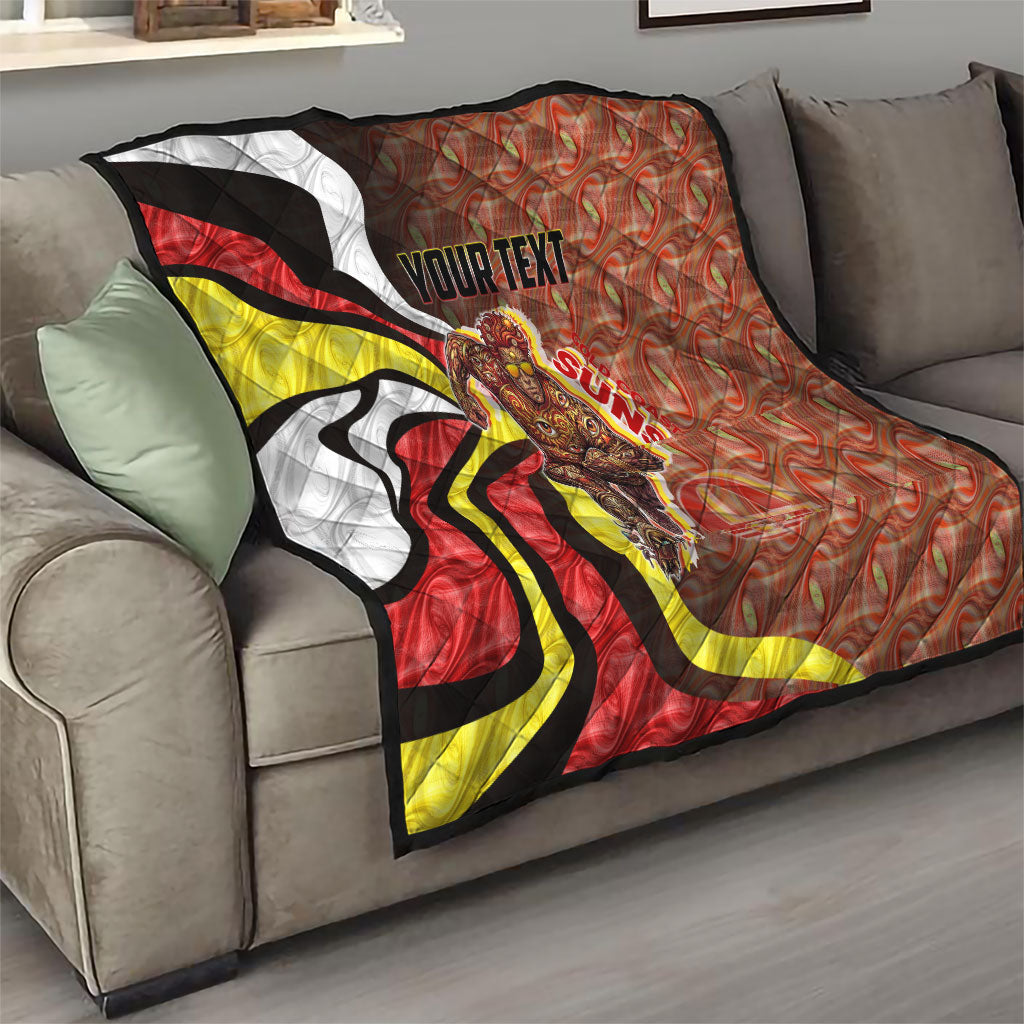 Personalised Gold Coast Suns Quilt Trippy Psychedelic Abstract Art Mascot Football Fans