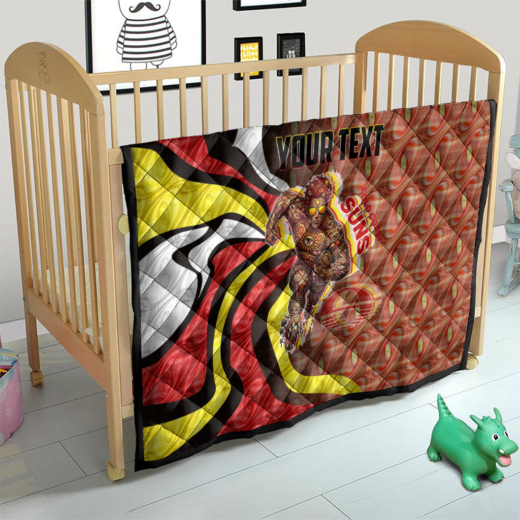 Personalised Gold Coast Suns Quilt Trippy Psychedelic Abstract Art Mascot Football Fans