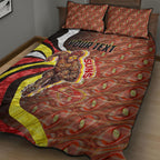 Personalised Gold Coast Suns Quilt Bed Set Trippy Psychedelic Abstract Art Mascot Football Fans