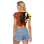 Personalised Gold Coast Suns Raglan Cropped T Shirt Trippy Psychedelic Abstract Art Mascot Football Fans