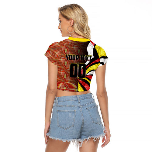 Personalised Gold Coast Suns Raglan Cropped T Shirt Trippy Psychedelic Abstract Art Mascot Football Fans