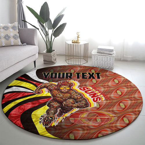 Personalised Gold Coast Suns Round Carpet Trippy Psychedelic Abstract Art Mascot Football Fans