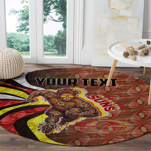 Personalised Gold Coast Suns Round Carpet Trippy Psychedelic Abstract Art Mascot Football Fans