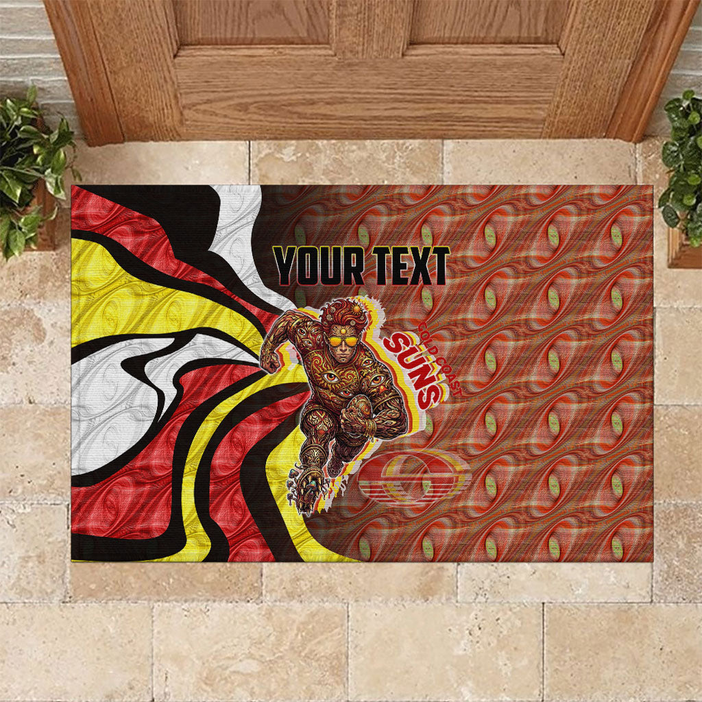 Personalised Gold Coast Suns Rubber Doormat Trippy Psychedelic Abstract Art Mascot Football Fans