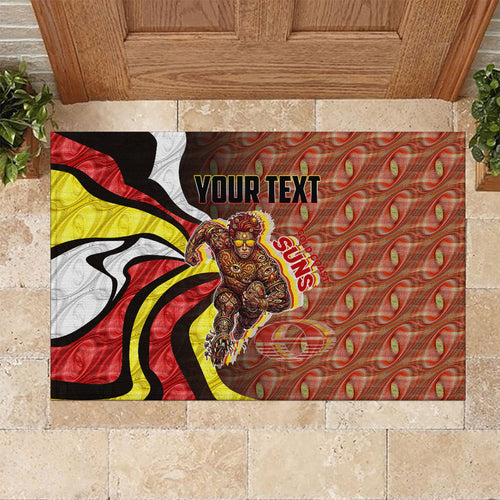 Personalised Gold Coast Suns Rubber Doormat Trippy Psychedelic Abstract Art Mascot Football Fans