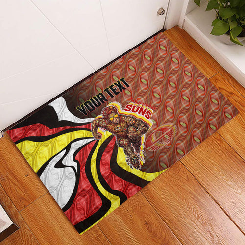Personalised Gold Coast Suns Rubber Doormat Trippy Psychedelic Abstract Art Mascot Football Fans