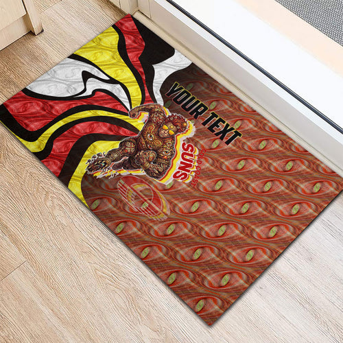 Personalised Gold Coast Suns Rubber Doormat Trippy Psychedelic Abstract Art Mascot Football Fans