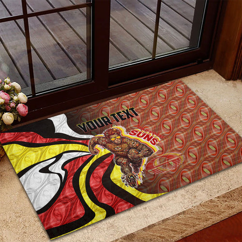 Personalised Gold Coast Suns Rubber Doormat Trippy Psychedelic Abstract Art Mascot Football Fans