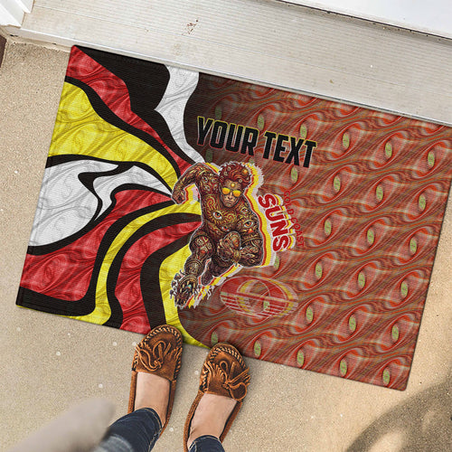 Personalised Gold Coast Suns Rubber Doormat Trippy Psychedelic Abstract Art Mascot Football Fans