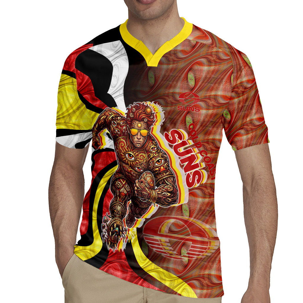 Personalised Gold Coast Suns Rugby Jersey Trippy Psychedelic Abstract Art Mascot Football Fans