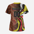 Personalised Gold Coast Suns Scrub Top Trippy Psychedelic Abstract Art Mascot Football Fans