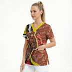 Personalised Gold Coast Suns Scrub Top Trippy Psychedelic Abstract Art Mascot Football Fans