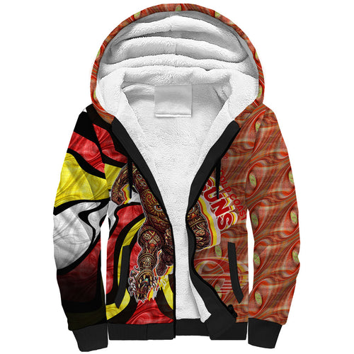 Personalised Gold Coast Suns Sherpa Hoodie Trippy Psychedelic Abstract Art Mascot Football Fans