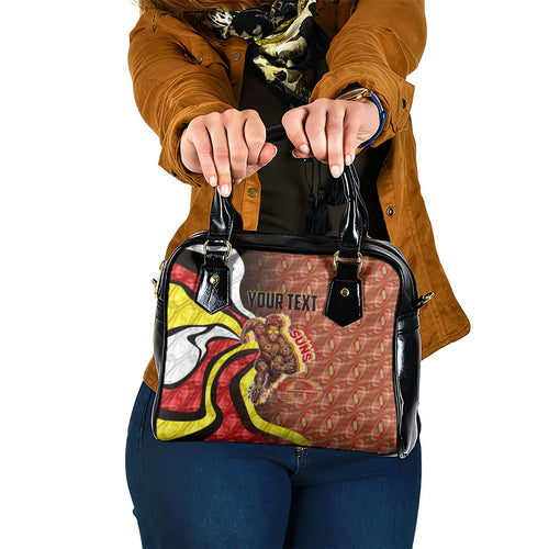Personalised Gold Coast Suns Shoulder Handbag Trippy Psychedelic Abstract Art Mascot Football Fans
