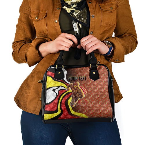 Personalised Gold Coast Suns Shoulder Handbag Trippy Psychedelic Abstract Art Mascot Football Fans
