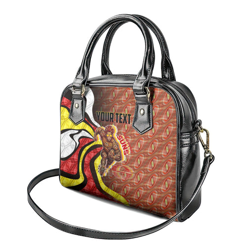 Personalised Gold Coast Suns Shoulder Handbag Trippy Psychedelic Abstract Art Mascot Football Fans