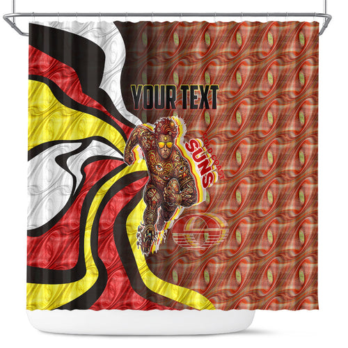 Personalised Gold Coast Suns Shower Curtain Trippy Psychedelic Abstract Art Mascot Football Fans