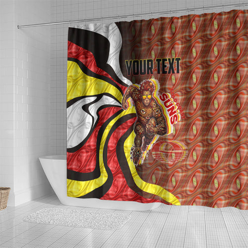 Personalised Gold Coast Suns Shower Curtain Trippy Psychedelic Abstract Art Mascot Football Fans