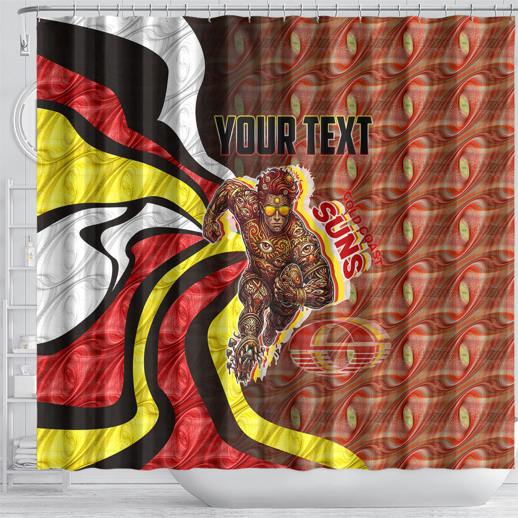 Personalised Gold Coast Suns Shower Curtain Trippy Psychedelic Abstract Art Mascot Football Fans