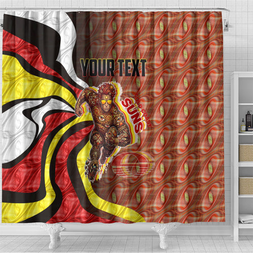 Personalised Gold Coast Suns Shower Curtain Trippy Psychedelic Abstract Art Mascot Football Fans