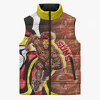 Personalised Gold Coast Suns Sleeveless Puffer Jacket Trippy Psychedelic Abstract Art Mascot Football Fans