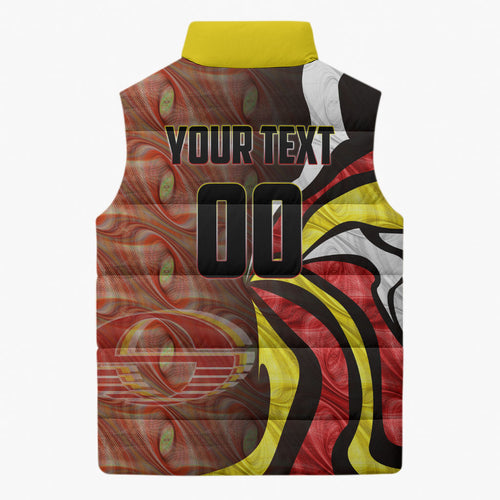 Personalised Gold Coast Suns Sleeveless Puffer Jacket Trippy Psychedelic Abstract Art Mascot Football Fans