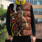 Personalised Gold Coast Suns Sleeveless Puffer Jacket Trippy Psychedelic Abstract Art Mascot Football Fans