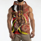 Personalised Gold Coast Suns Sleeveless Zip Hoodie Trippy Psychedelic Abstract Art Mascot Football Fans