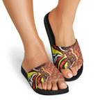 Personalised Gold Coast Suns Slide Sandals Trippy Psychedelic Abstract Art Mascot Football Fans