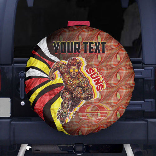 Personalised Gold Coast Suns Spare Tire Cover Trippy Psychedelic Abstract Art Mascot Football Fans