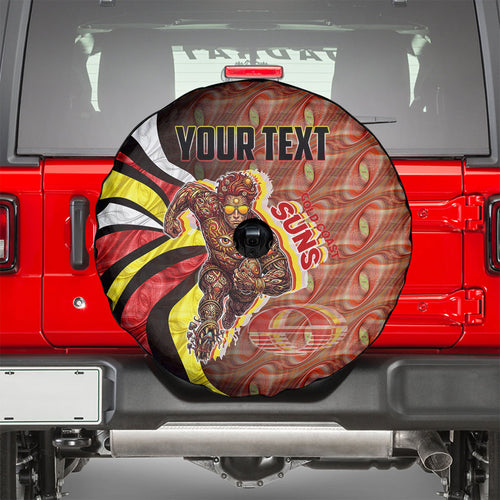 Personalised Gold Coast Suns Spare Tire Cover Trippy Psychedelic Abstract Art Mascot Football Fans
