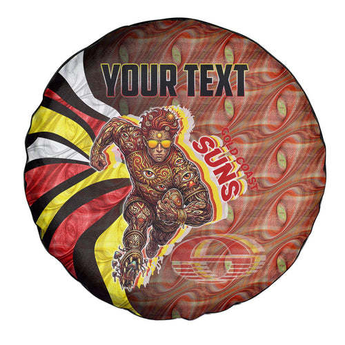 Personalised Gold Coast Suns Spare Tire Cover Trippy Psychedelic Abstract Art Mascot Football Fans