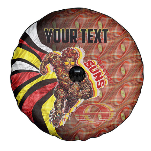 Personalised Gold Coast Suns Spare Tire Cover Trippy Psychedelic Abstract Art Mascot Football Fans