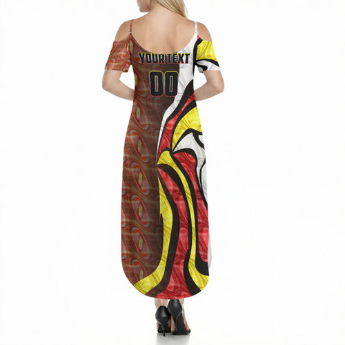 Personalised Gold Coast Suns Summer Maxi Dress Trippy Psychedelic Abstract Art Mascot Football Fans