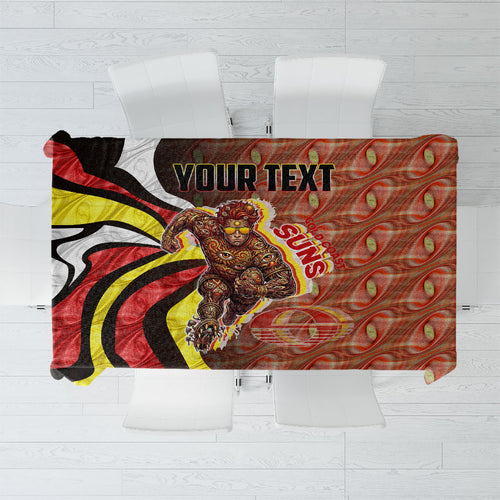 Personalised Gold Coast Suns Tablecloth Trippy Psychedelic Abstract Art Mascot Football Fans
