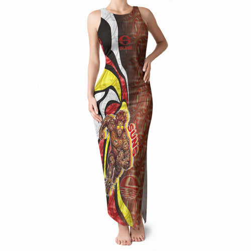 Personalised Gold Coast Suns Tank Maxi Dress Trippy Psychedelic Abstract Art Mascot Football Fans