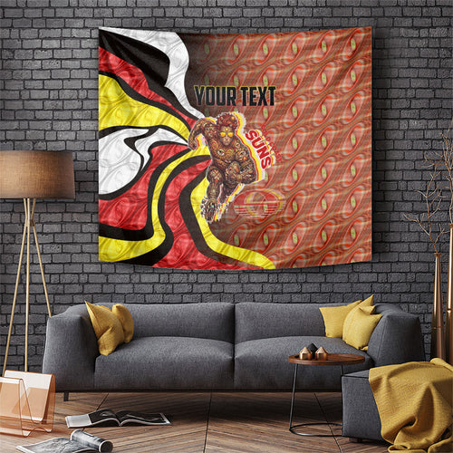 Personalised Gold Coast Suns Tapestry Trippy Psychedelic Abstract Art Mascot Football Fans