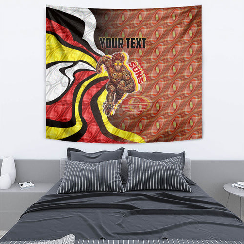 Personalised Gold Coast Suns Tapestry Trippy Psychedelic Abstract Art Mascot Football Fans