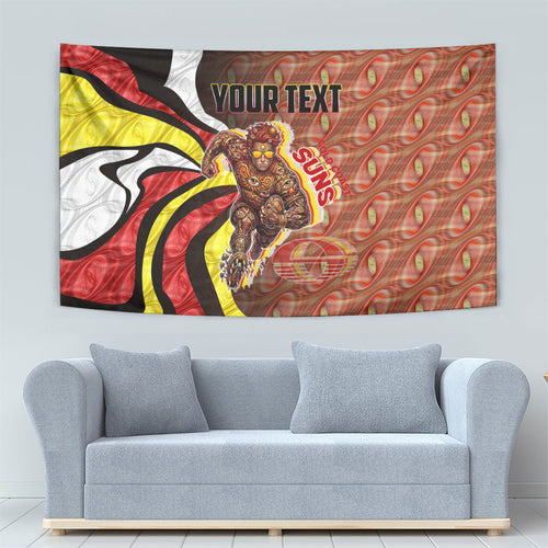 Personalised Gold Coast Suns Tapestry Trippy Psychedelic Abstract Art Mascot Football Fans