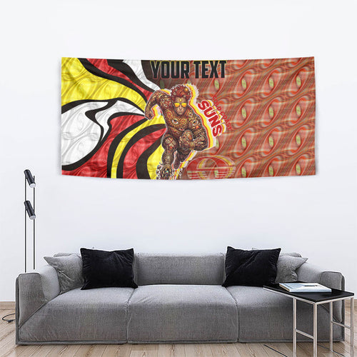 Personalised Gold Coast Suns Tapestry Trippy Psychedelic Abstract Art Mascot Football Fans