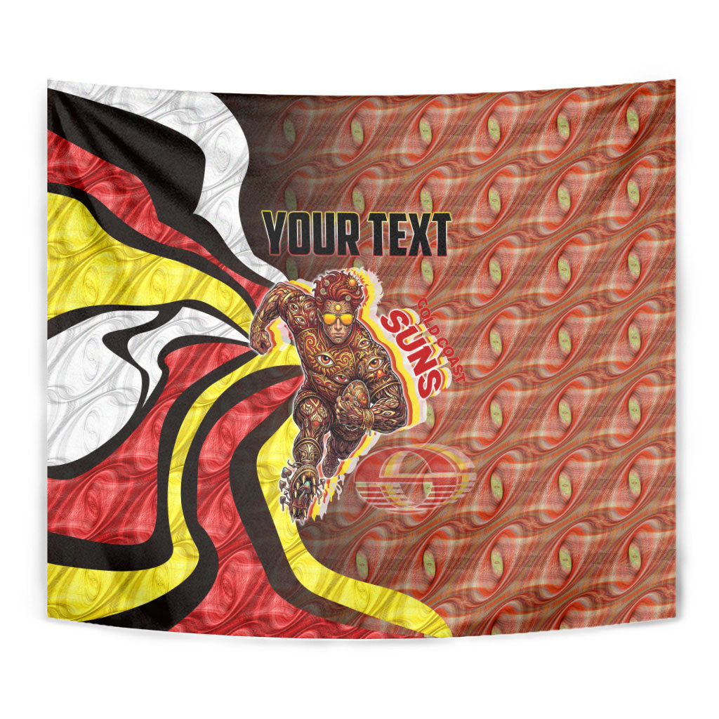 Personalised Gold Coast Suns Tapestry Trippy Psychedelic Abstract Art Mascot Football Fans